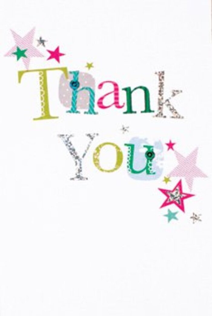 With a touch of quiet exuberance, this thank you card bridges the artistic and the heartfelt-perfectly aligned with South Norwood's welcoming community and vibrant daily life. Each letter of 'Thank You' is crafted as its own statement-some whimsical with bold polka dots and curling shapes, others refined with a gentle, musical curve-evoking the diversity found on South Norwood's bustling streets. Bright star details, some striped in sparkling pink, others deep turquoise or radiant silver, gather around the central phrase, bestowing an air of gentle celebration. The pristine white background breathes space into the composition, much like the open expanse of local parks on a sunlit day. The visual effect is both contemporary and timeless, the design evoking an understated sophistication, neither overly formal nor casual-fitting for countless occasions. Sent alongside a hand-tied bouquet from nearby, this card becomes more than paper: it's a gesture infused with genuine warmth, as resonant and long-lasting as a fresh arrangement from a South Norwood florist. Such a touch lingers in memory, as sincere and uplifting as a heartfelt thank you shared among neighbours.